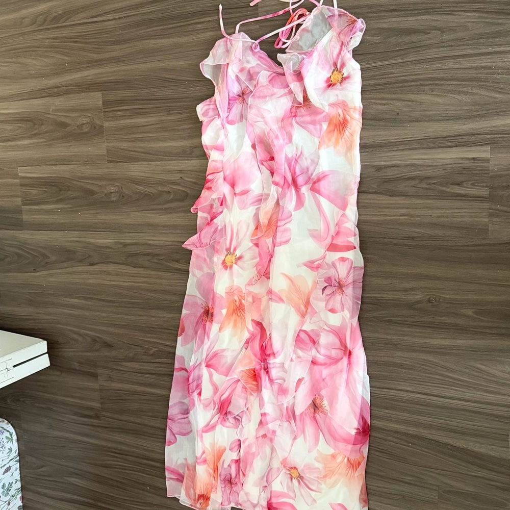 Commense Pink and White Floral Maxi Dress